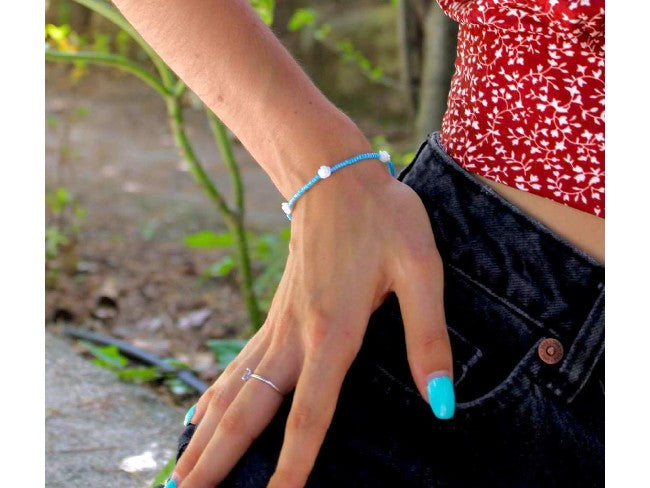 BRACELET FLEUR BLEUE