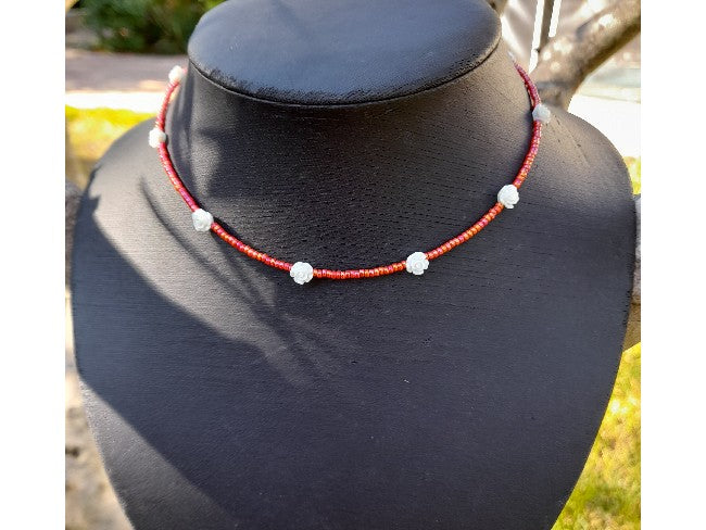 COLLIER FLEUR ROUGE IRISE