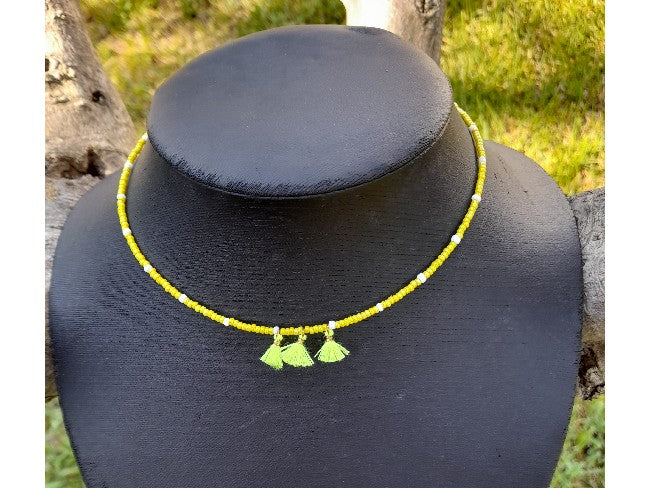 COLLIER TASSEL JAUNE
