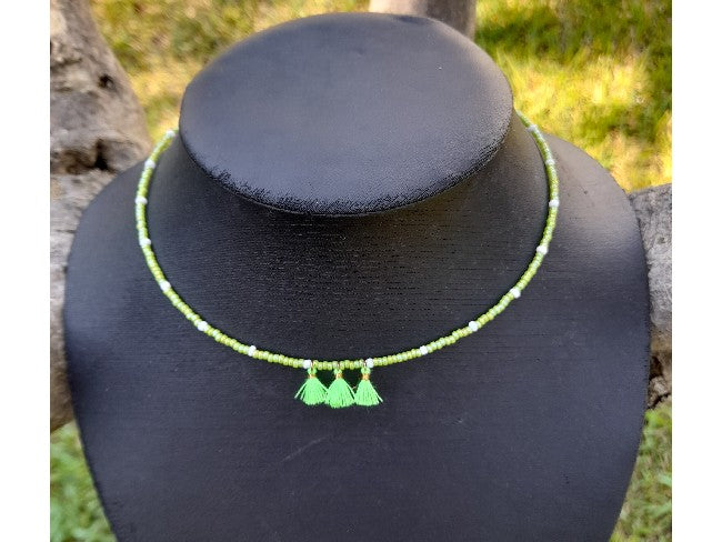 COLLIER TASSEL VERT