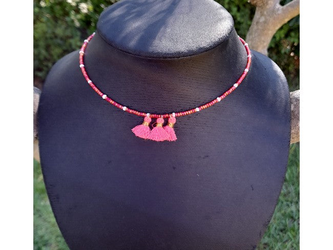 COLLIER TASSEL ROSE