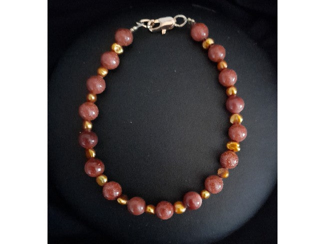 BRACELET SAND STONE ET PERLES DE RIVIÈRES